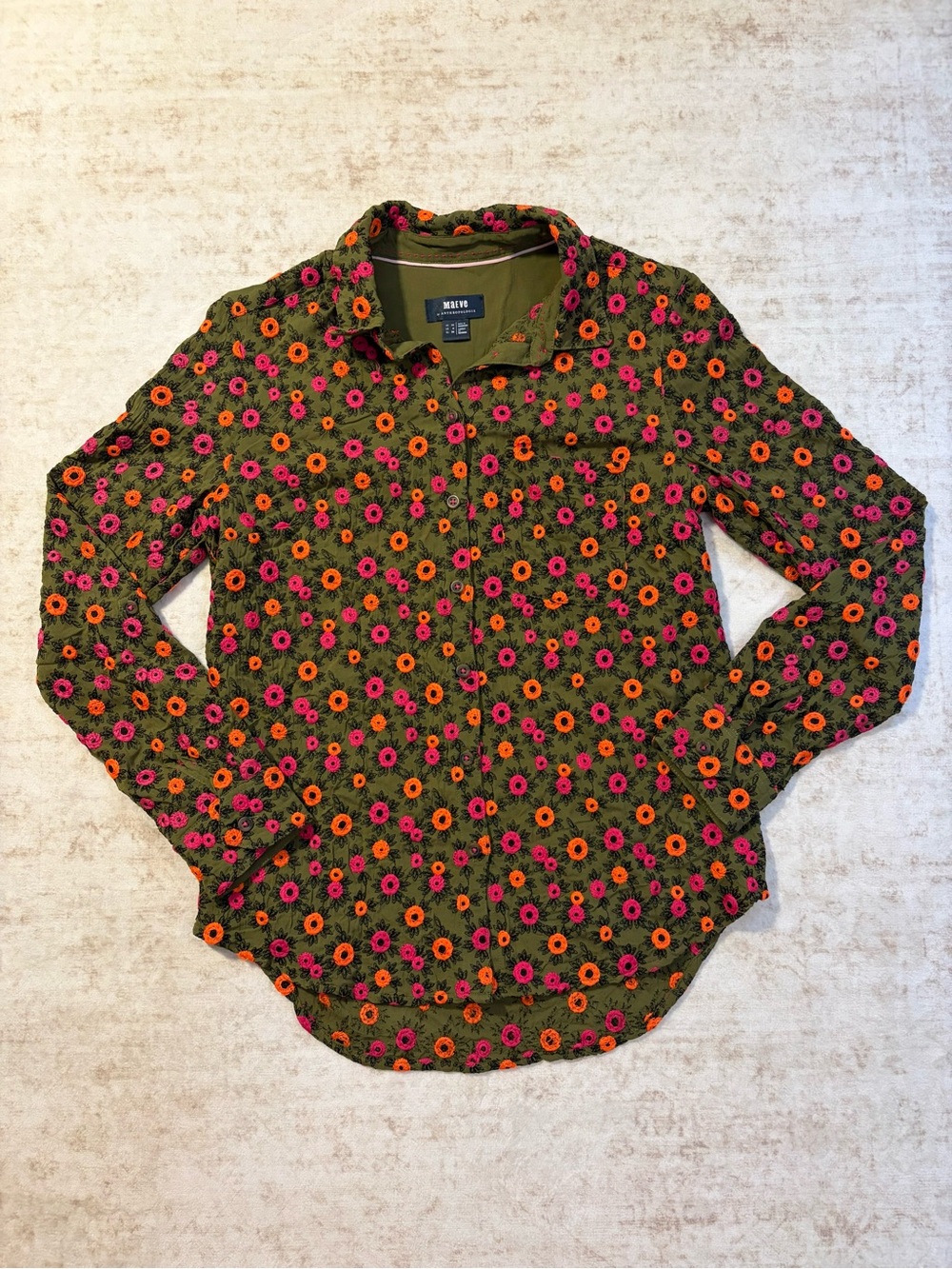 ANTHROPOLOGIE X MAEVE 6 M Embroidered Button Down Floral Blouse - Picture 3 of 9